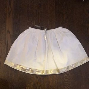 J CrewCuts white skirt with silver tie and fold trim